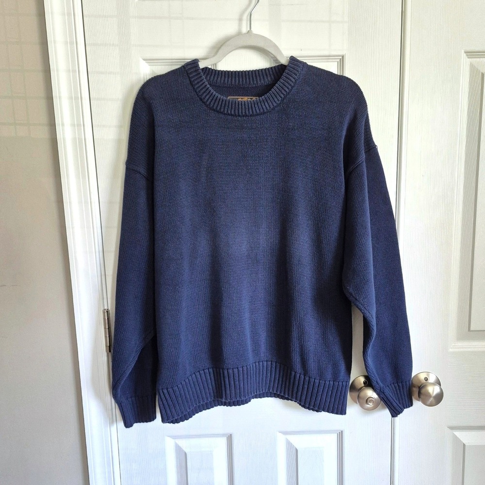 Vintage Eddie Bauer navy blue heavyweight cotton sweater mens large